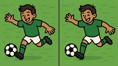 Palapeli: löydä kaikki erot jalkapalloilijan kuvasta 23 sekunnissa